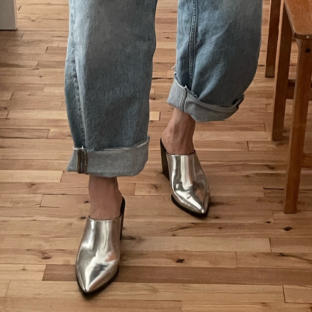 Urban Outfitters Silver Mules - Size 9